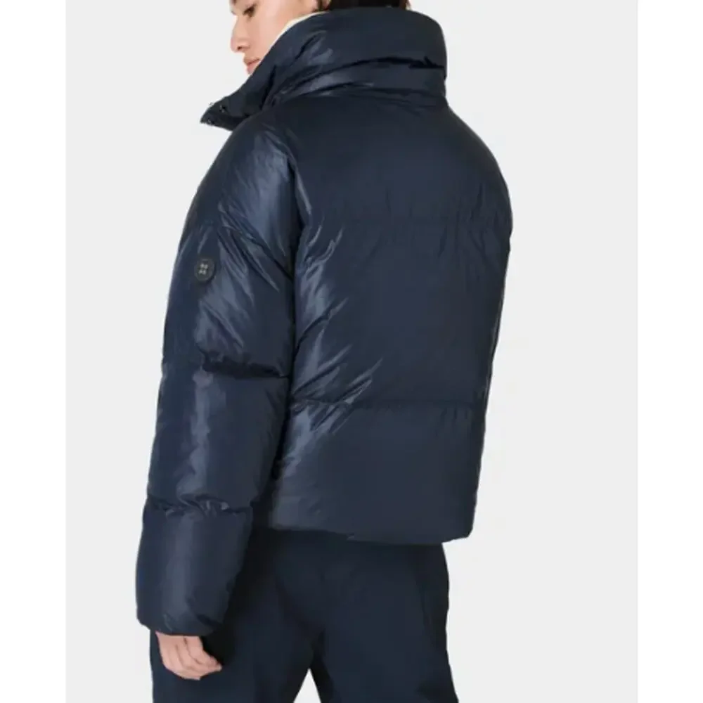 Sweaty Betty Downfall Reversible Puffer Jacket M Navy White